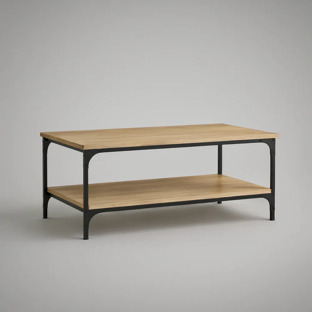 Prostokątny stolik kawowy 100 x 60 x 45 cm Dąb/Czarny