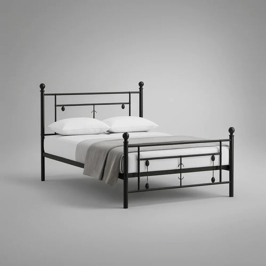 Metalowa rama łóżka 160 x 200 cm czarna ze stalowym stelażem